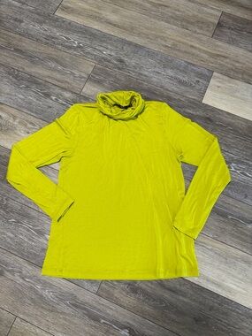 Bright Yellow Green Long Sleeve Turtleneck Top by Gudrun Sjoden
